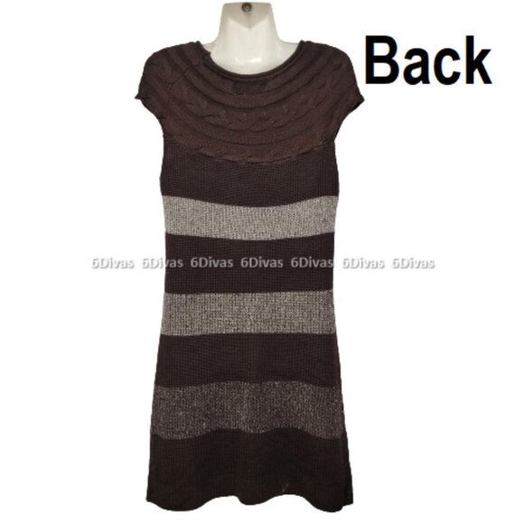 SEQUIN Sleeveless Knit Sweater Dark Brown Dress - One Size Fits Most - Picture 5 of 11